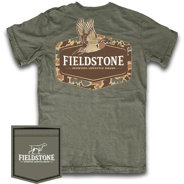 Youth Fieldstone Camo Wood Duck T-Shirt in Moss