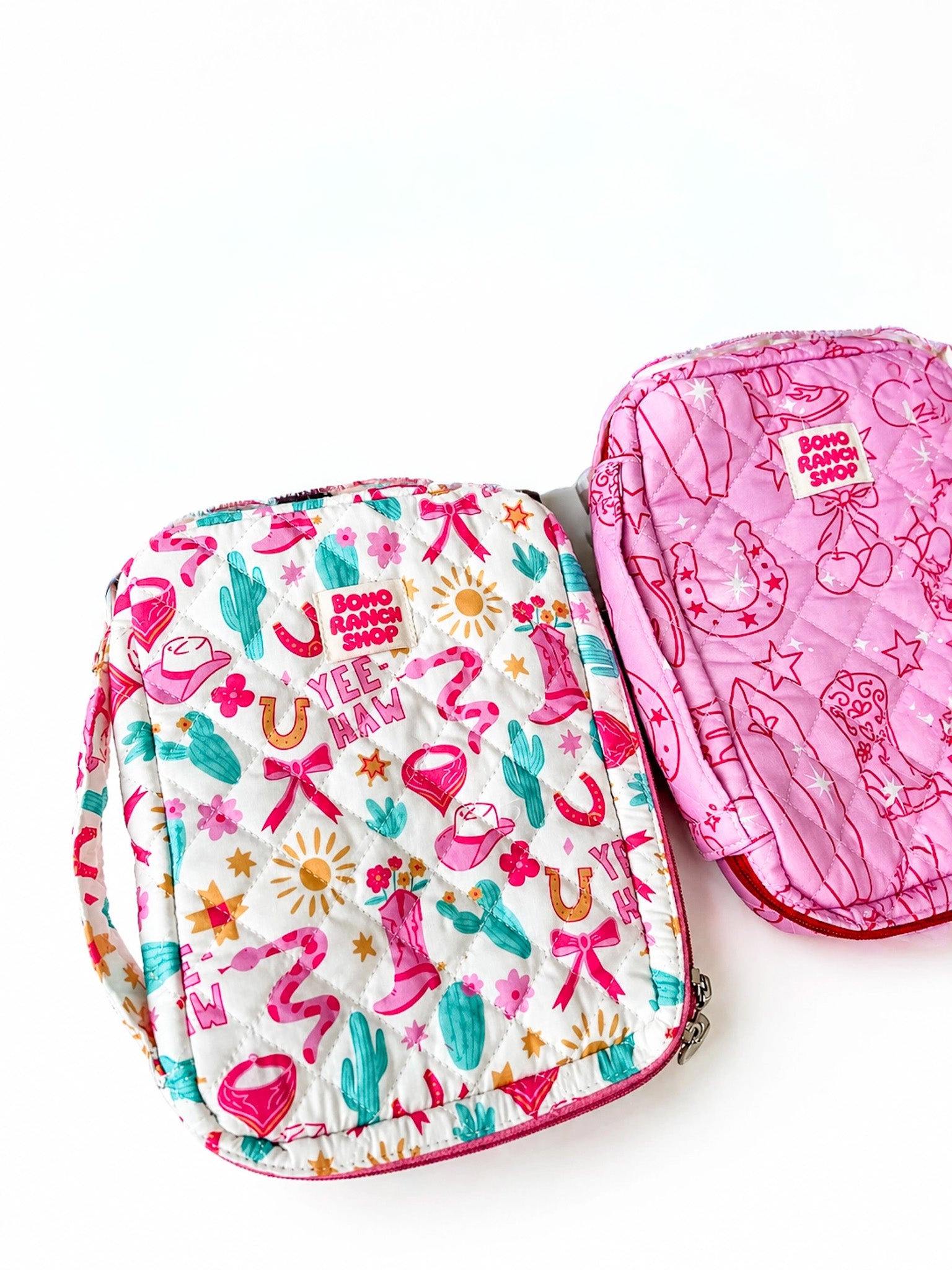 Quilted Bible Cover/Bible Case | Pink Rainbow Cactus