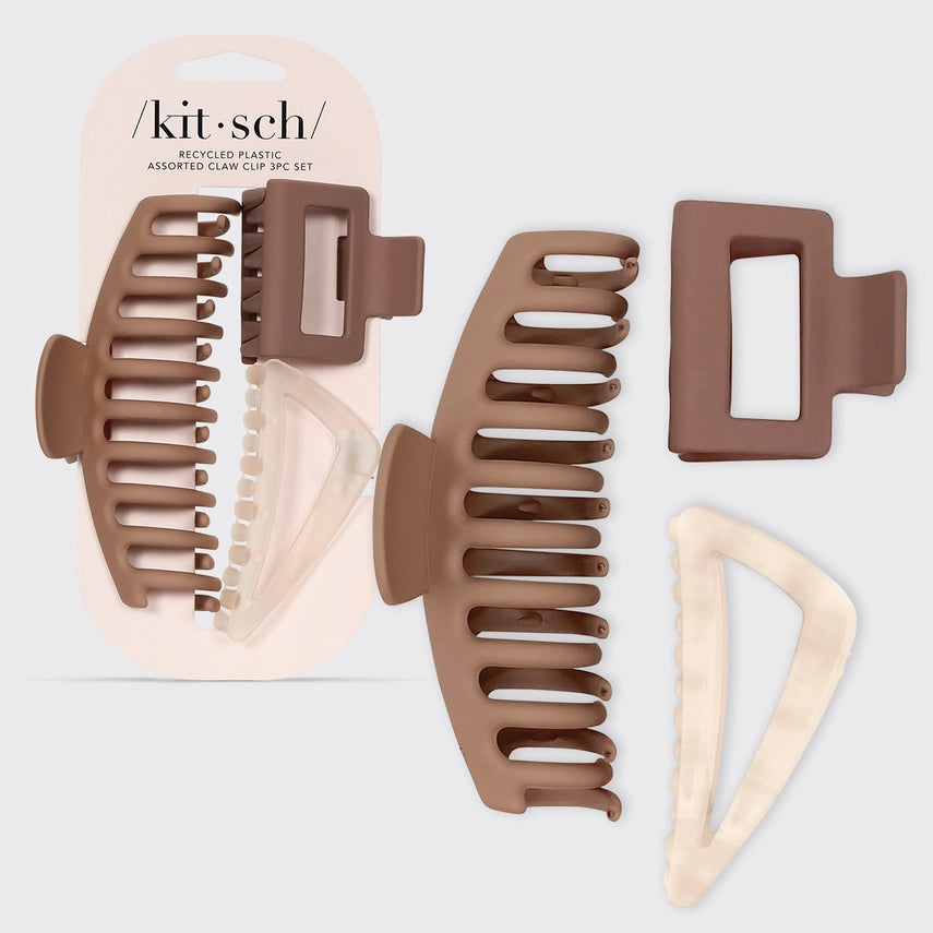 Kitsch Recycled Plastic Assorted Claw Clip 3pc - Oversized