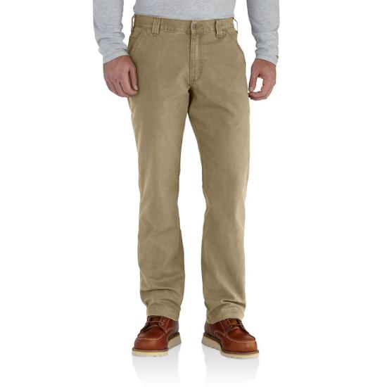 Men's Carhartt Rugged Flex Relaxed Fit Canvas Work Pants In Dark Khaki