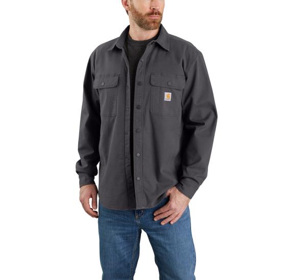 Men's Carhartt Rugged Flex Relaxed Fit Canvas Fleece-Lined Shirt Jacket in Grey