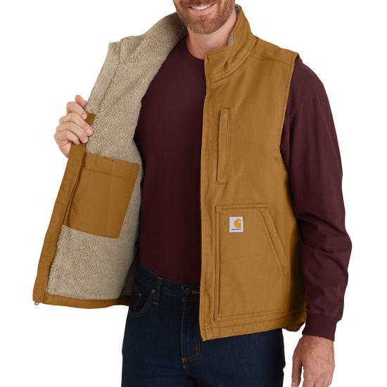 Carhartt | Washed Duck Mock Neck Sherpa Lined Vest - Dark Brown