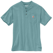 Men's Carhartt Loose Fit Heavyweight Short-Sleeve Pocket Henley T-Shirt in Summer Blue Heather