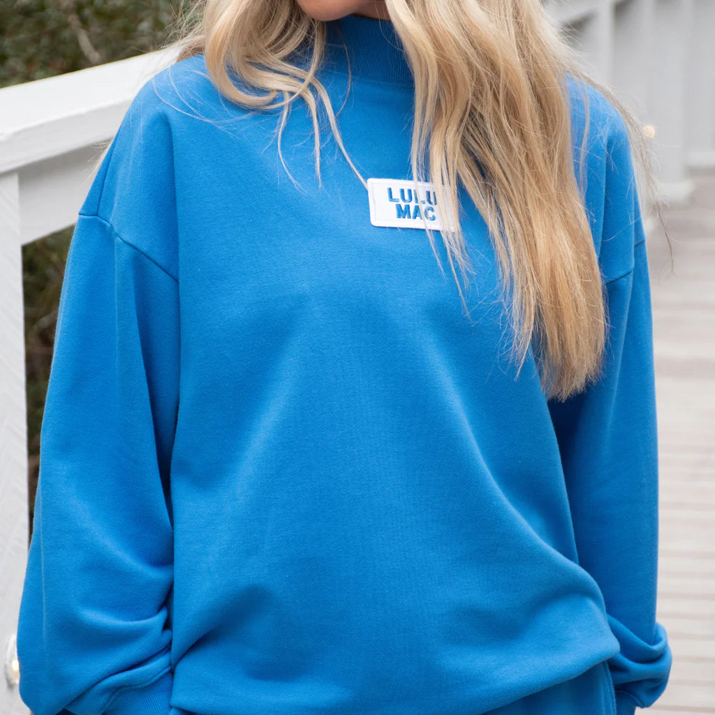 Lulu Mac Terry Cloth Mockneck in Bright Blue