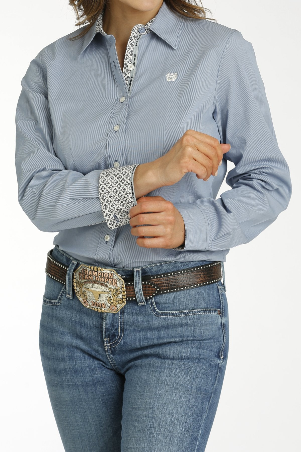 Women's Cinch Blue Stretch Stripe Button Shirt