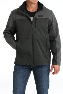 Men's Cinch Hooded Softshell Jacket in Black/Charcoal