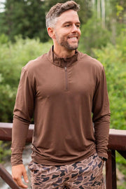 Men's Burlebo Performance Quarter Zip in Heather Brown