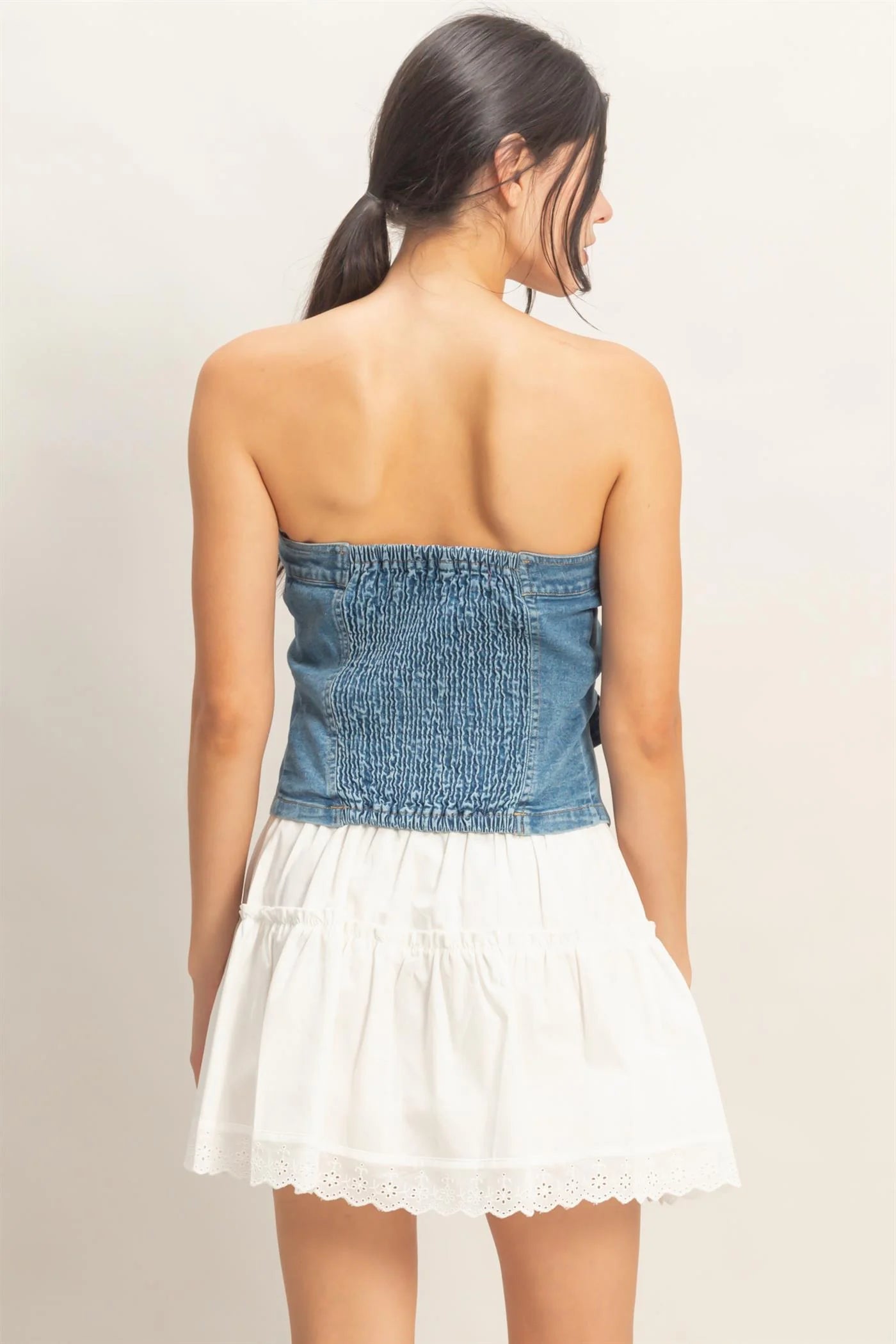 Stadium Lights Strapless Denim Top