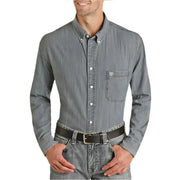 Men's Rock & Roll Deim Solid Twill Button Shirt