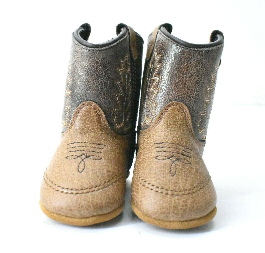 Old West Infant Tan Vintage Crackle Boot