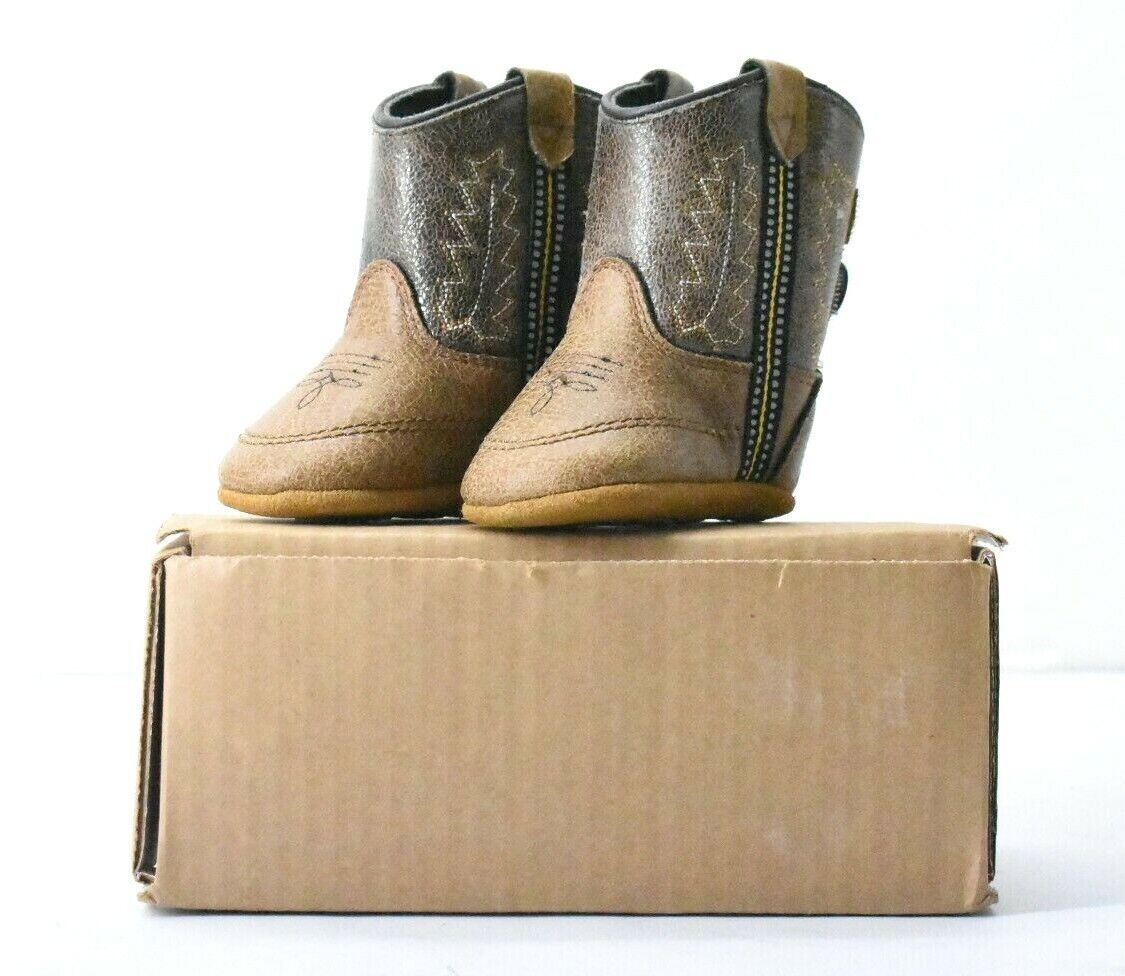Old West Infant Tan Vintage Crackle Boot