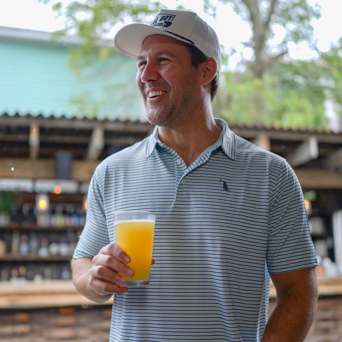 Local Boy Surfside Polo in Light Teal/Navy