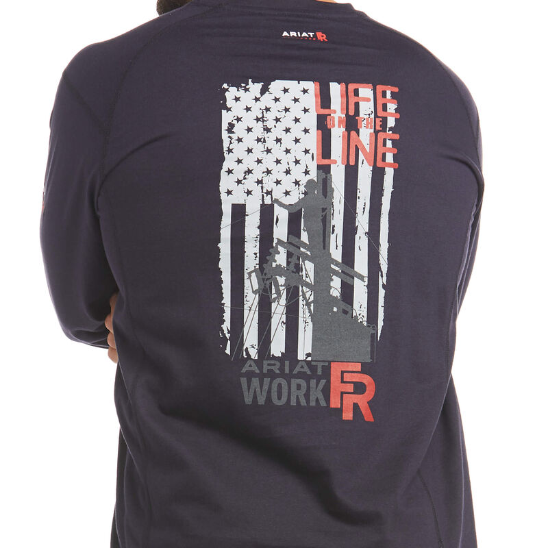 ARIAT FR AIR LIFE ON THE LINE GRAPHIC LONG SLEEVE IN NAVY