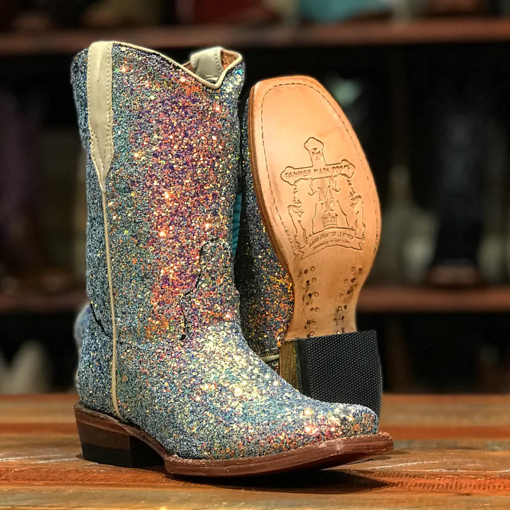 Girl's Tanner Mark Blue Mermaid Glitter Boots