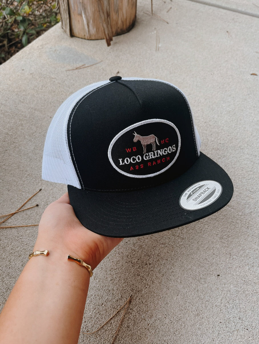 Whiskey Bent Hat Co. Loco Gringos Trucker Hat in Black/White
