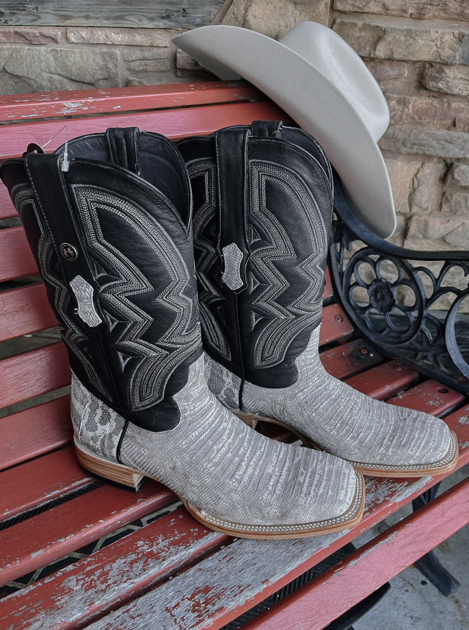 Botas Tanner Mark Teju Lizard Natural/Palermo Negro para hombre