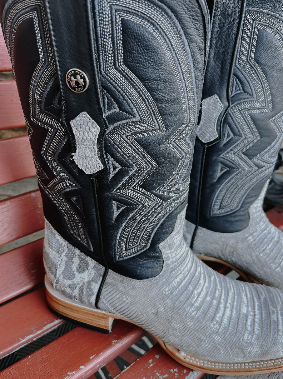 Men's Tanner Mark Teju Lizard Natural/Palermo Black Boots