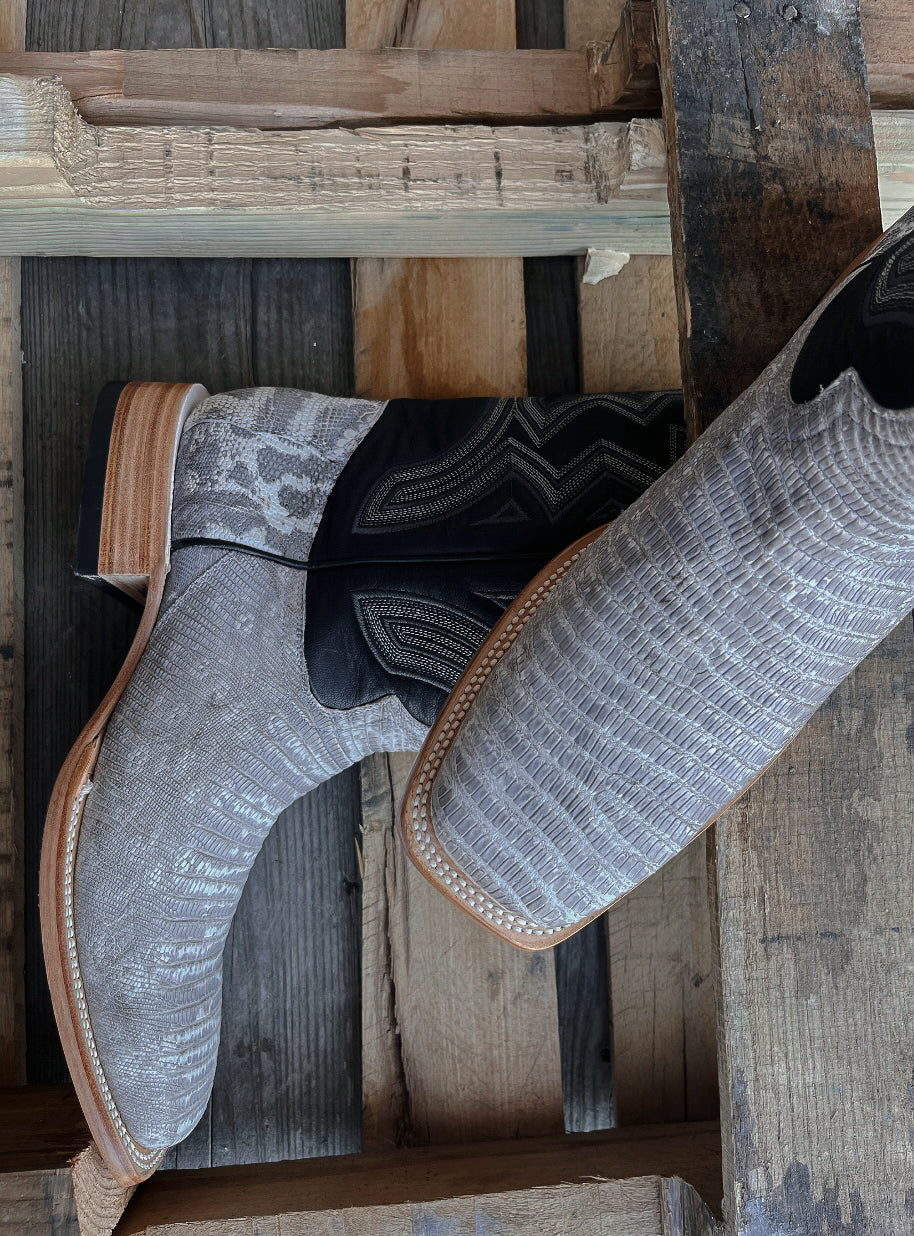 Men's Tanner Mark Teju Lizard Natural/Palermo Black Boots