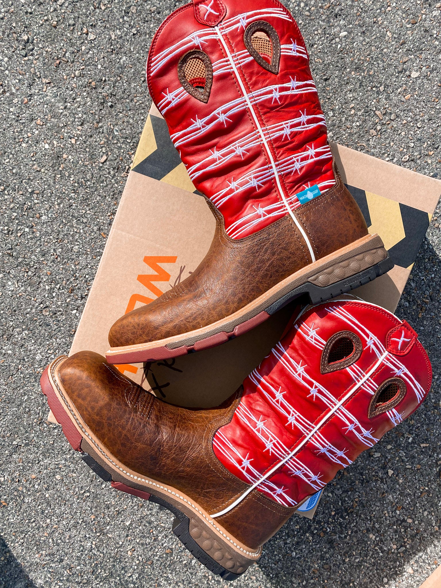 Men's Twisted X Western Square Toe RED Cowboy Boots Size 7EE