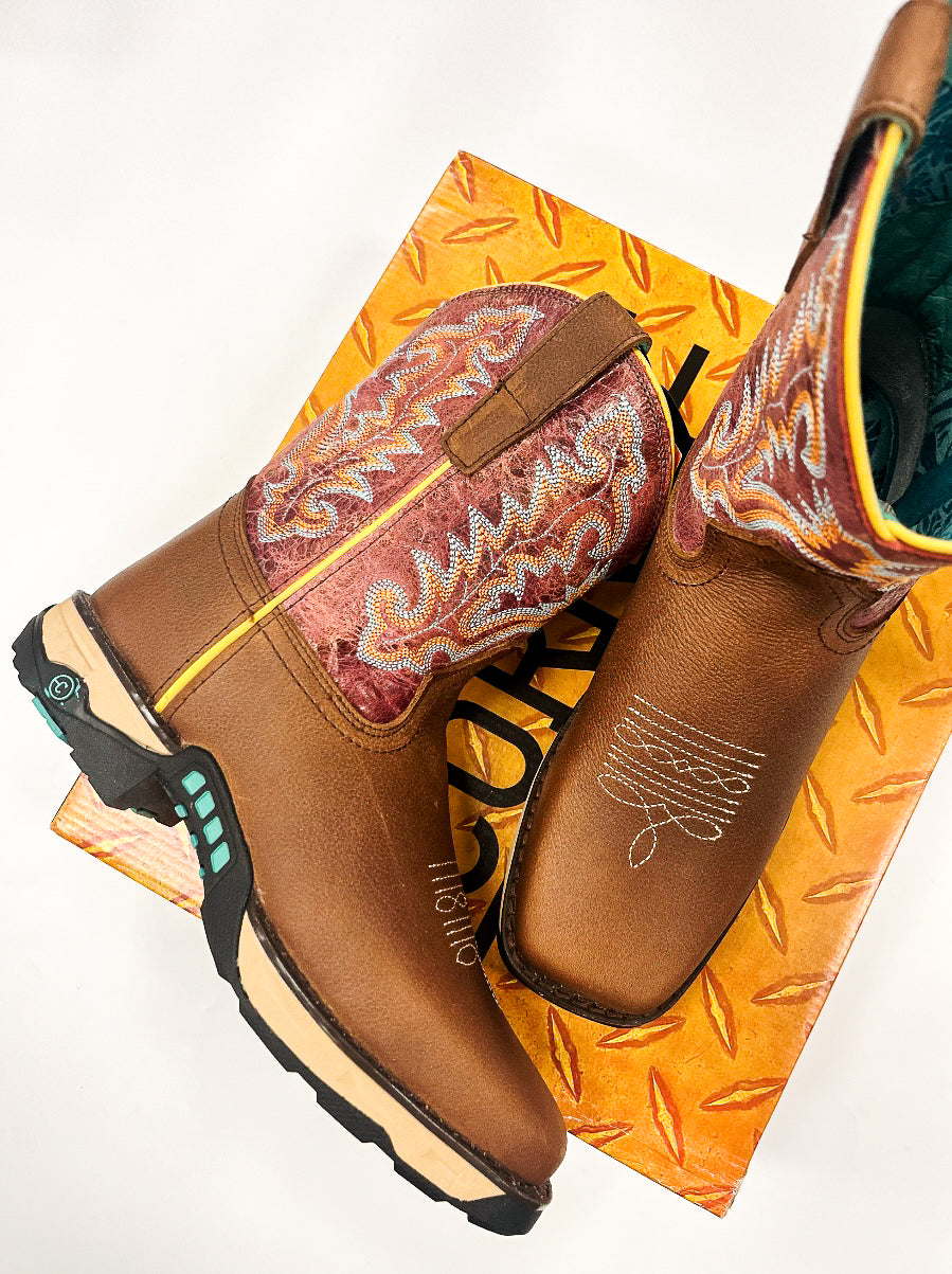 Bota de trabajo con punta cuadrada Corral Tan Hydro Resist para mujer