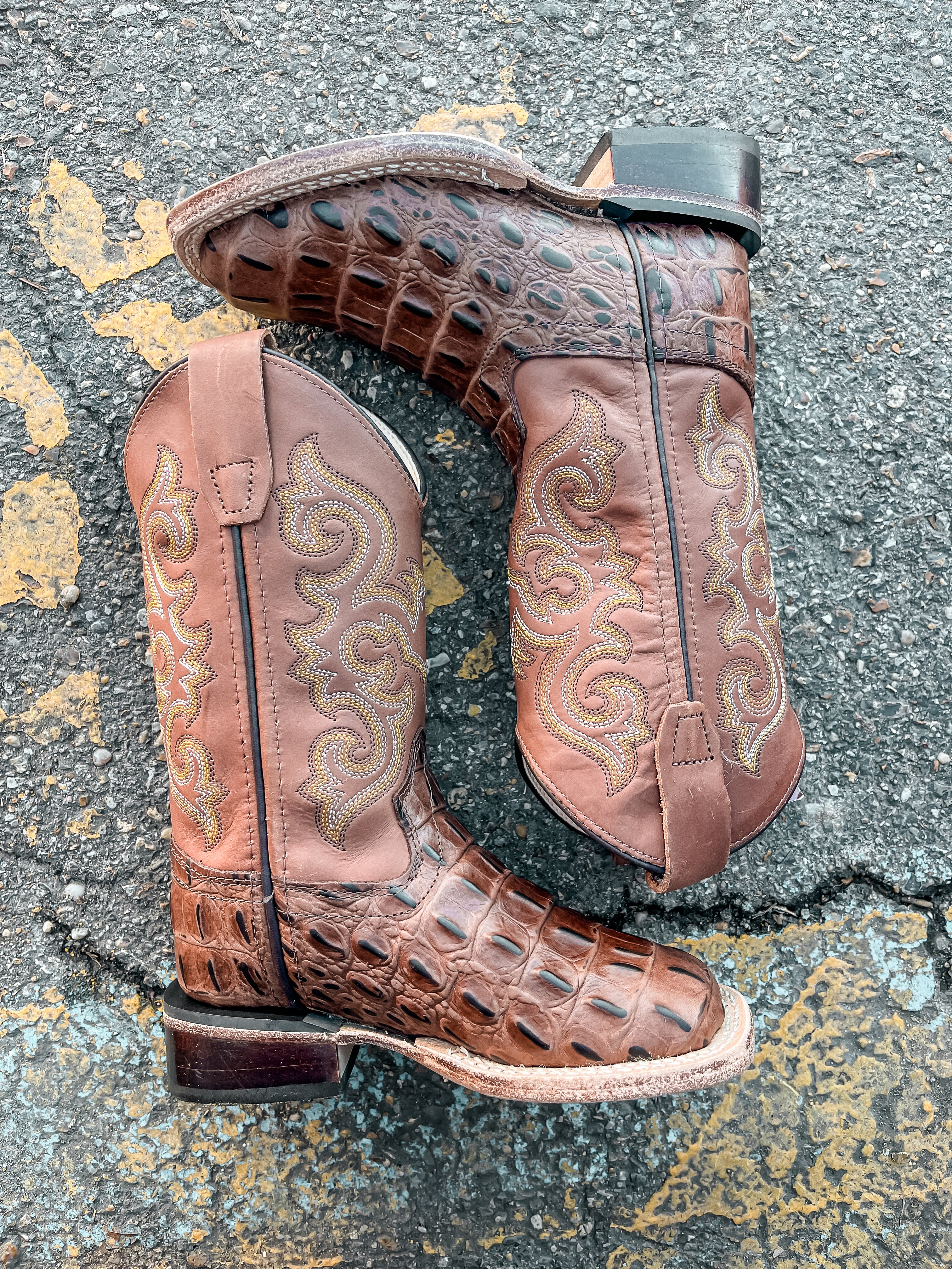 Botas vaqueras con punta cuadrada para niños de Old West