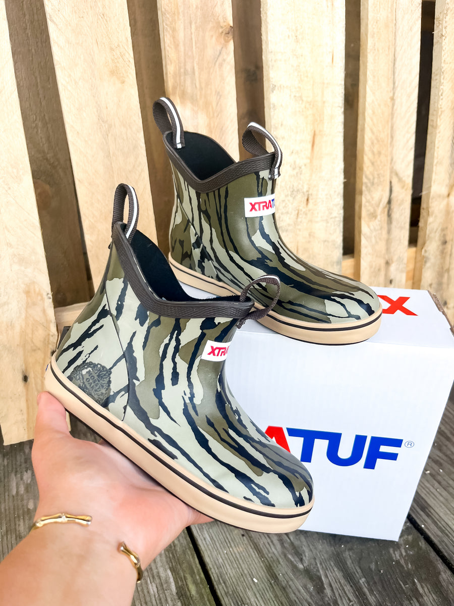 Kid's XTRATUF Ankle Deck Boots in Mossy Oak Camo Boot Country