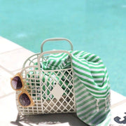 Cesta grande retro en color crema