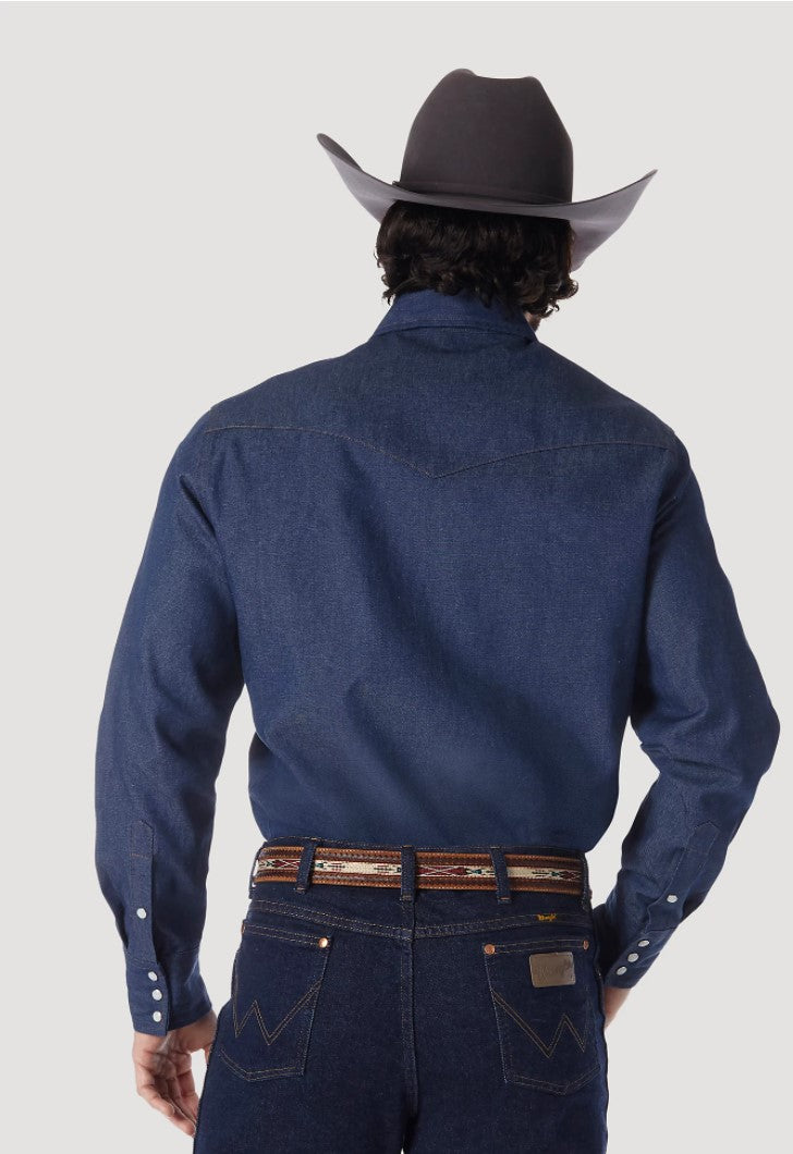 Camisa de trabajo de mezclilla rígida con corte vaquero Wrangler para hombre 