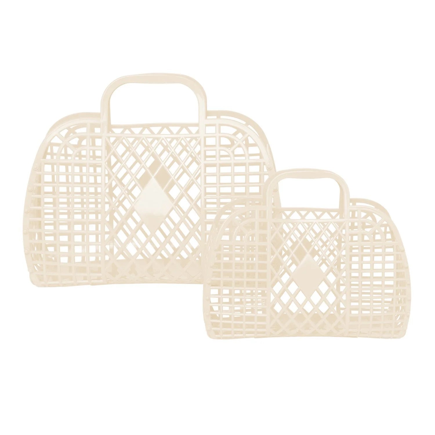 Cesta grande retro en color crema