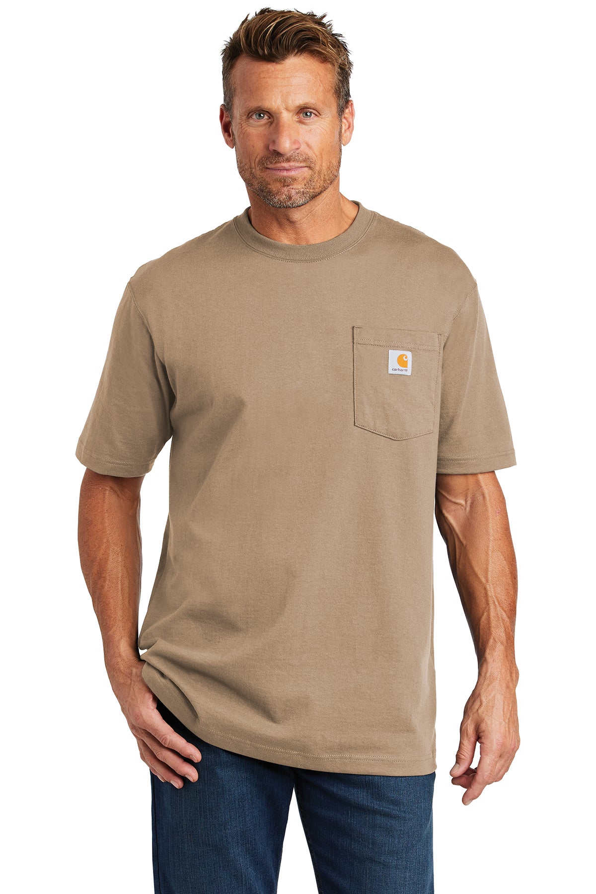 CAMISETA CARHARTT SUELTA Y PESADA DE MANGA CORTA Y BOLSILLO EN DESIERTO