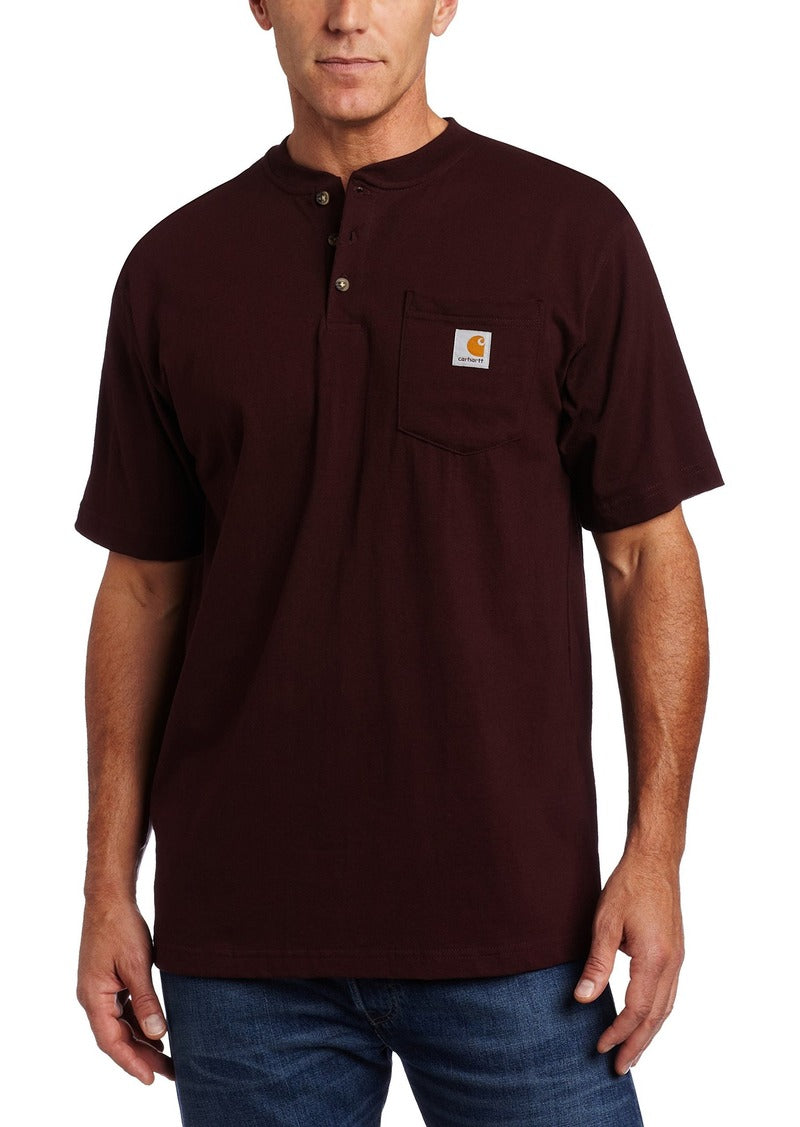 Carhartt Workwear Short-Sleeve Henley Shirt in Port