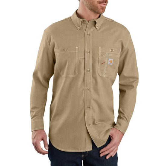 CAMISA CARHARTT FORCE RESISTENTE AL LLAMA PARA HOMBRE, AJUSTE SUELTO, LIGERA, DE MANGA LARGA Y CON BOTONES EN EL FRENTE