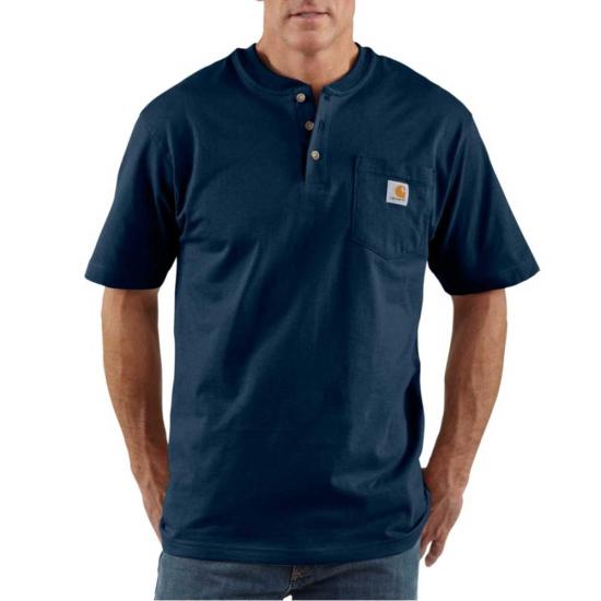 CAMISETA HENLEY DE MANGA CORTA Y PESADA CON BOLSILLO Y AJUSTE SUELTO CARHARTT PARA HOMBRE EN AZUL MARINO