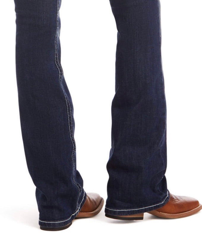 Vaqueros con corte de bota entrelazados elásticos de talle medio Ariat REAL