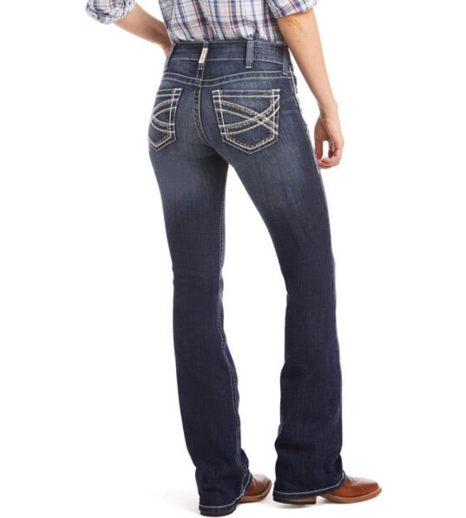 Vaqueros con corte de bota entrelazados elásticos de talle medio Ariat REAL