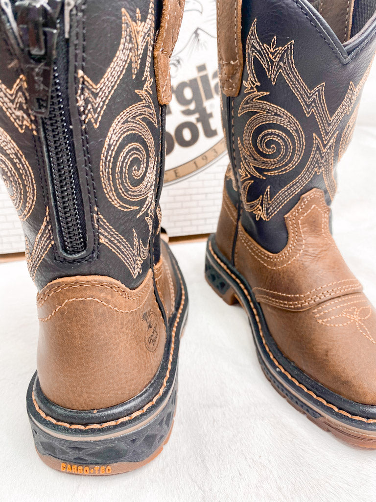YOUTH GEORGIA BOOT CARBO-TEC PULL ON SADDLE BOOT