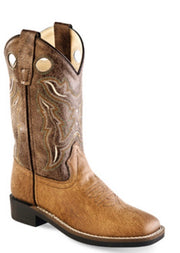 Youth green stitch square toe boots