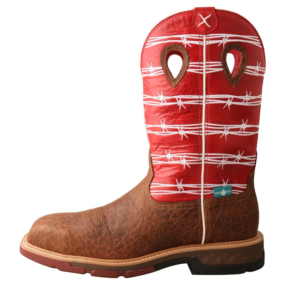 BOTA WESTERN TWISTED X IMPERMEABLE CON NANO PUNTERA EN ALAMBRE DE PÚAS ROJO