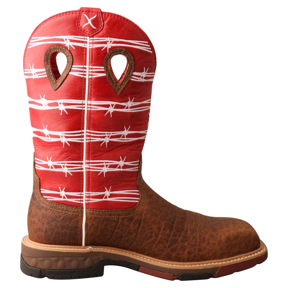 BOTA WESTERN TWISTED X IMPERMEABLE CON NANO PUNTERA EN ALAMBRE DE PÚAS ROJO